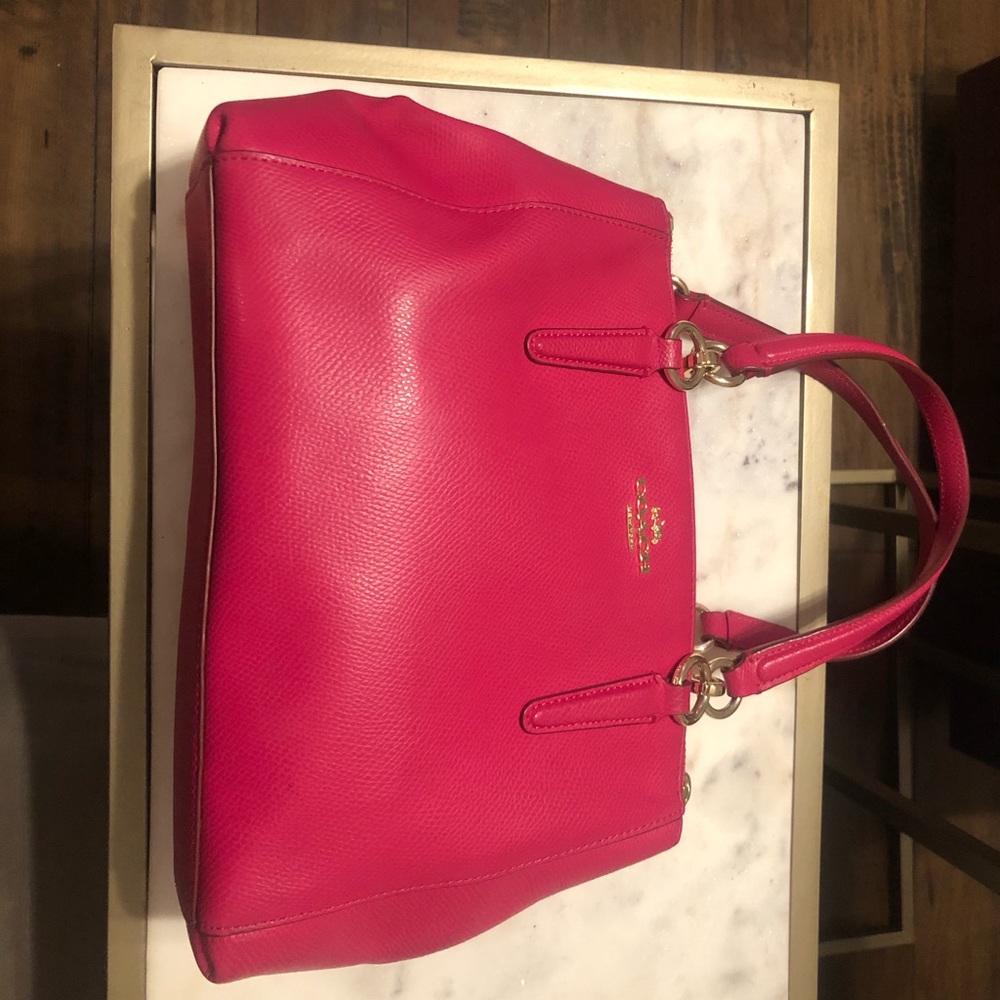 Bright pink leather authentic coach bag